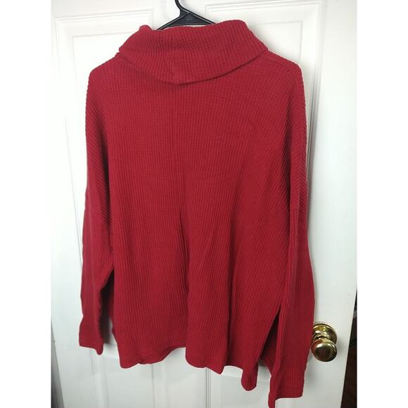 Old Navy Woman L Sweater Turtleneck Red Waffle Knit Pullover Casual Cabin Core - Picture 8 of 8